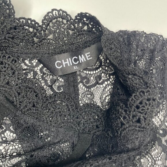 chicme Black Lace Mock Neck Open Back Sparkle Cocktail Dress XL - Picture 14 of 16